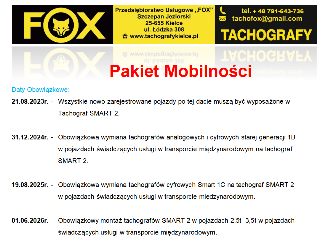 Tachografy Smart 2 ---- Od kiedy nowe tachografy?